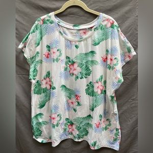 Tommy Bahamas Women’s Aubrey Hibiscus IslandZone Top XL, White, Multi, Floral